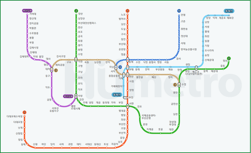 부산지하철 노선도 크게보기 (다운로드)