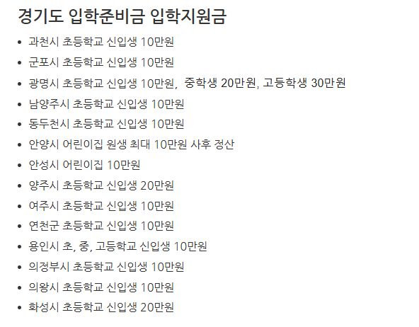 경기도 초등학교 입학지원금 신청