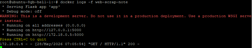 docker compose up terminal output