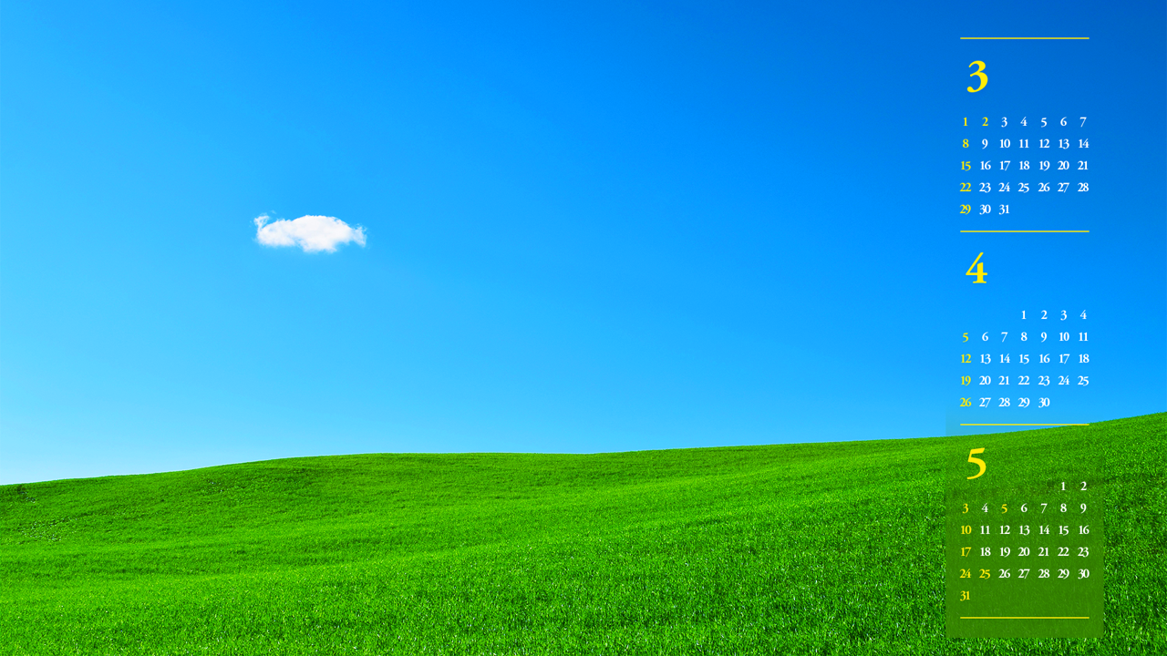 01 초록색 들판과 푸른하늘 B - 2026년4월 달력배경화면