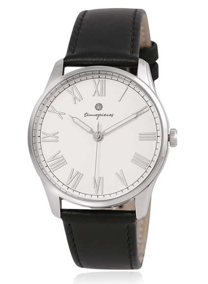 달빛정원 블랙레더 남성 커플 가죽시계