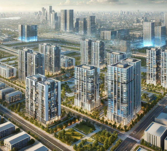 IT 산업 근처의 아파트 단지 조경