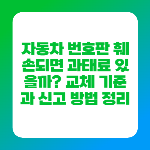 자동차 번호판 훼손되면 과태료 있을까? 교체 기준과 신고 방법 정리