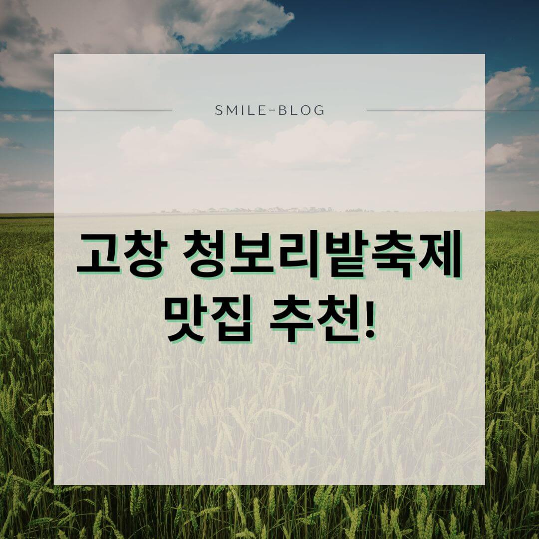 고창 청보리밭축제 맛집 추천! 현지인 인정 근처 맛집 BEST 5 (2025년)