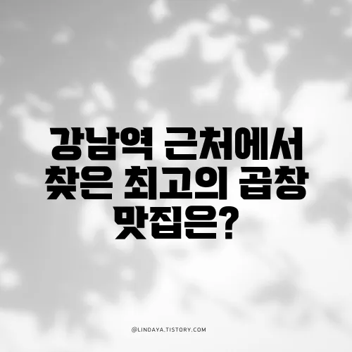 강남역 근처에서 찾은 최고의 곱창 맛집은?