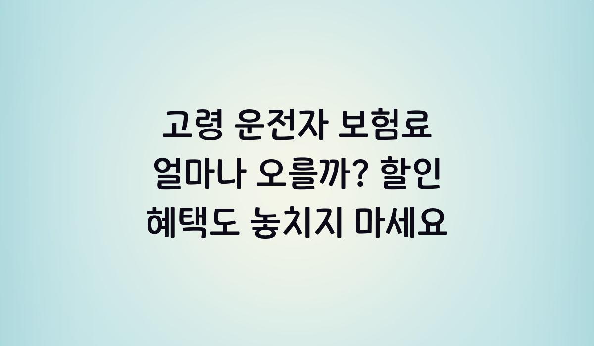 고령 운전자 보험료 얼마나 오를까