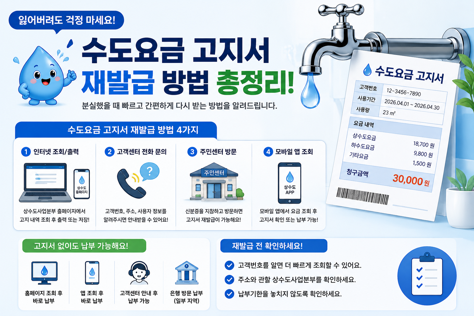수도요금 고지서 재발급 어떻게 하지? 분실했을 때 다시 받는 방법 총정리 (2026 최신)
