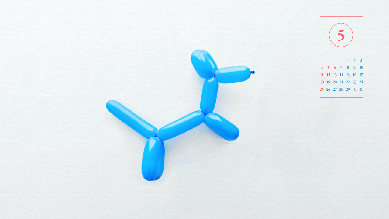 03 강아지 풍선 A - 2025년5월 노트북배경화면