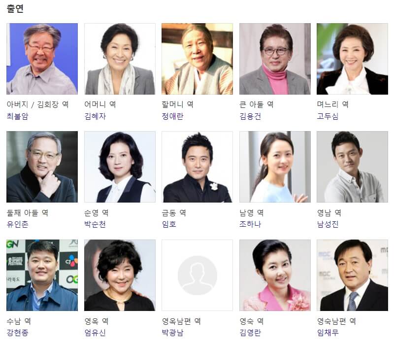 전원일기-출연진