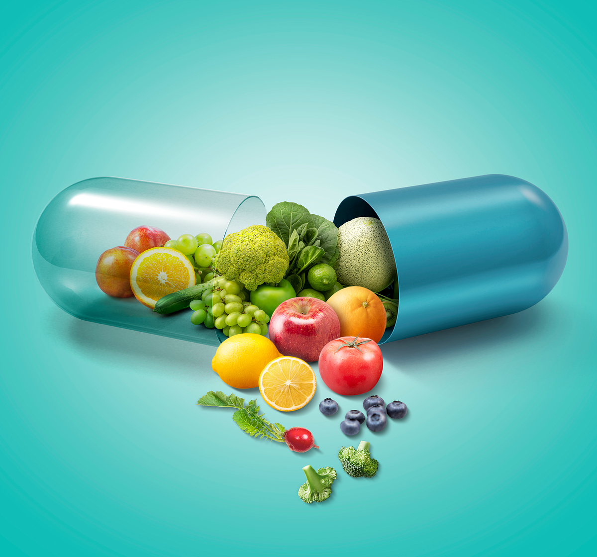 알약 내에 채소 여러가지