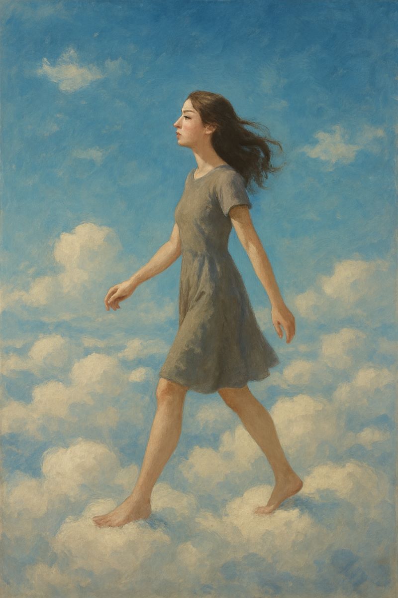 구름 위를 걷는 꿈 해몽 - 초월적 성장의 상징