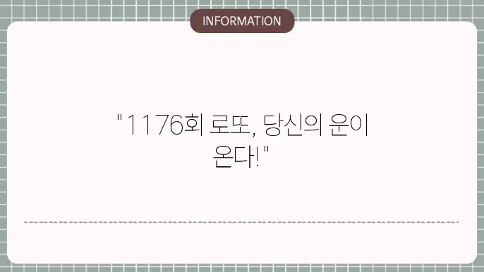 로또 1176회 예상번호 및 당첨번호 분석