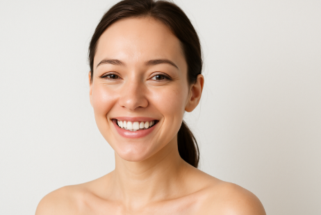 피부트러블 없는 활짝 웃는 여자 이미지