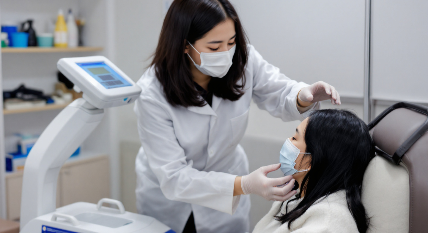 건강검진 중인 의사와 환자