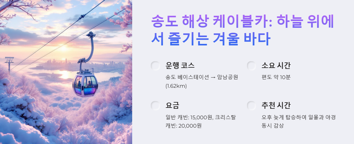 송도 해상 케이블카: 하늘 위에서 즐기는 겨울 바다