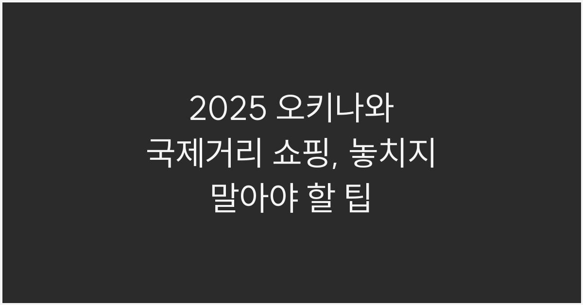 2025 오키나와 국제거리 쇼핑