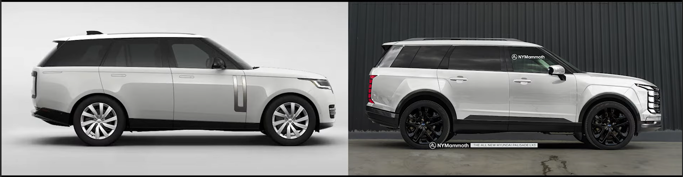 랜드로버 레인지로버와 현대자동차 팰리세이드 풀체인지(LX3) 예상도