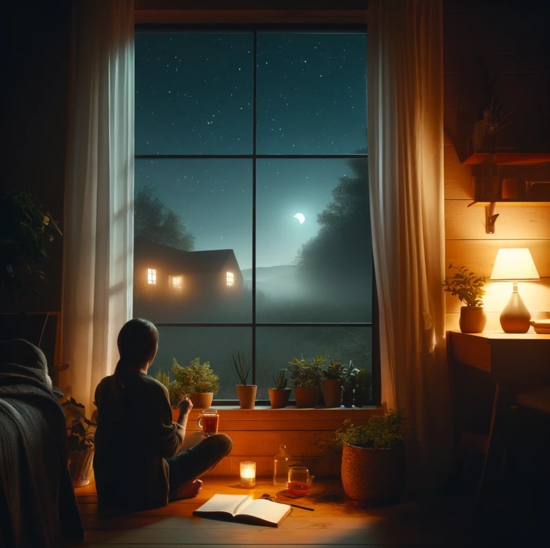 따뜻한 차와 저널링이 주는 평온한 분위기의 이미지