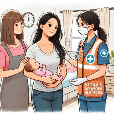 산모신생아 건강관리사가 가정을 방문하여 산모를 돌보고 있다.