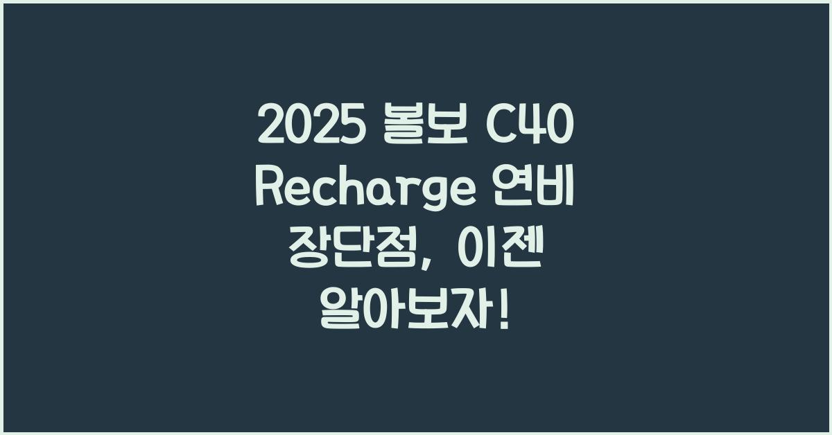 2025 볼보 C40 Recharge 연비 장단점