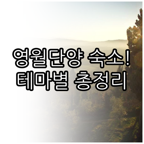 영월 단양 숙소 추천 리스트와 테마별..