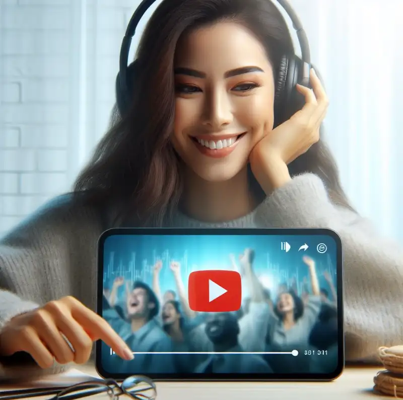 헤드셋을-착용하고-쿠팡플레이를-시청하는-여자의-이미지