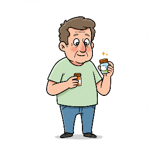 약통을 들고 있는 병이 있는 유병자