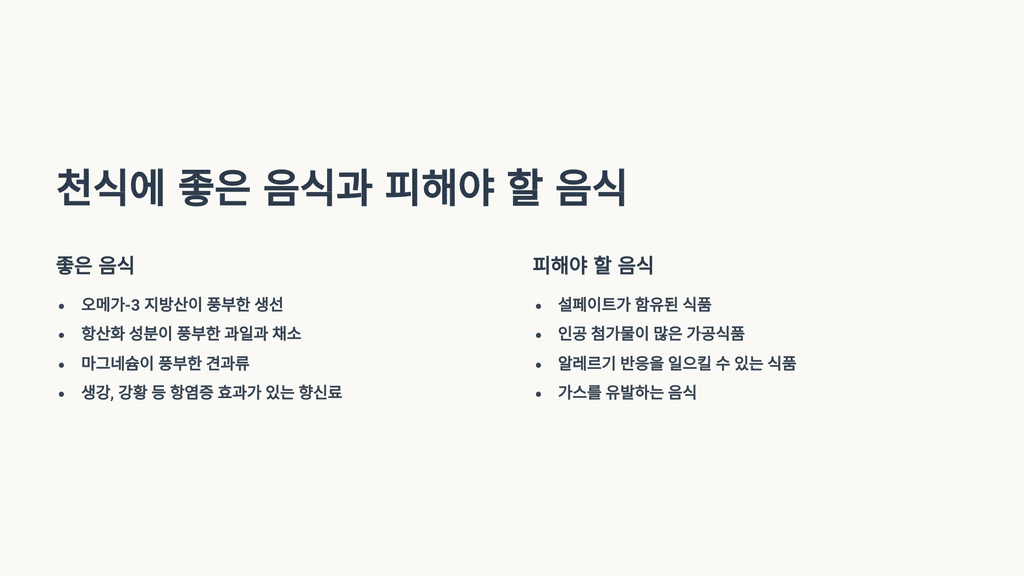 천식에 좋은 음식과 피해야 할 음식