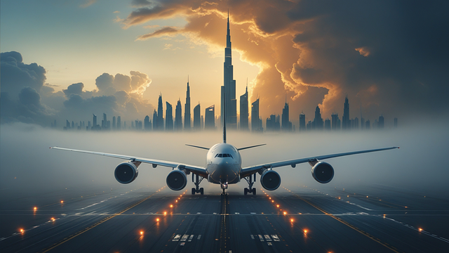 활주로 위에 이륙 중인 비행기 모습