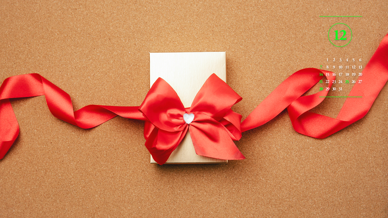 09 붉은색 리본 A - 2025년12월 달력배경화면