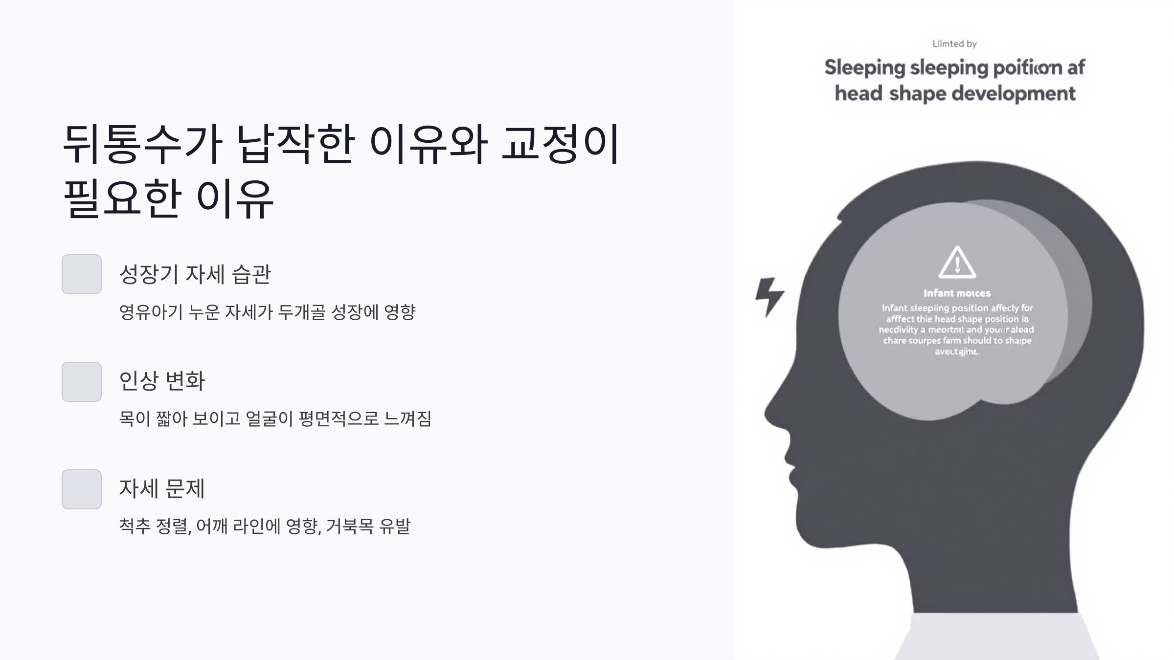 뒤통수가 납작한 이유와 교정이 필요한 이유