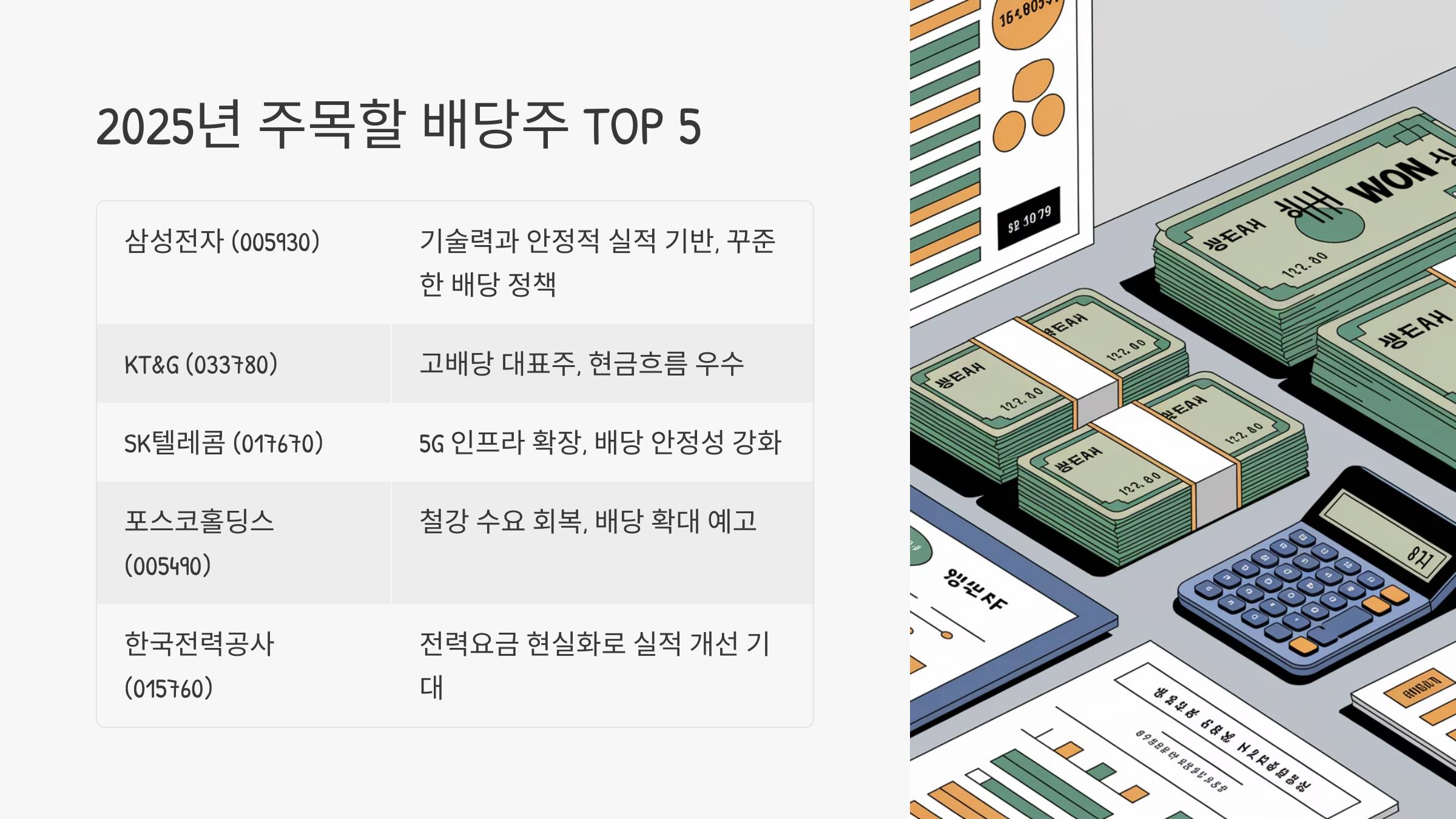 2025년 배당주 TOP5 안내