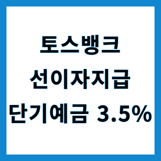 토스뱅크 단기예금