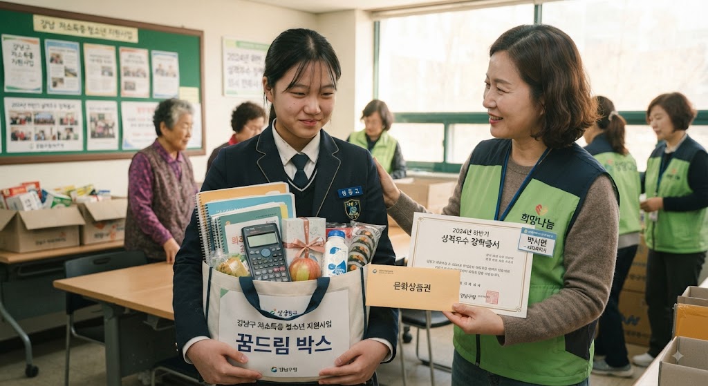저소득층 학생이 교육에 필요한 지원받는 모습