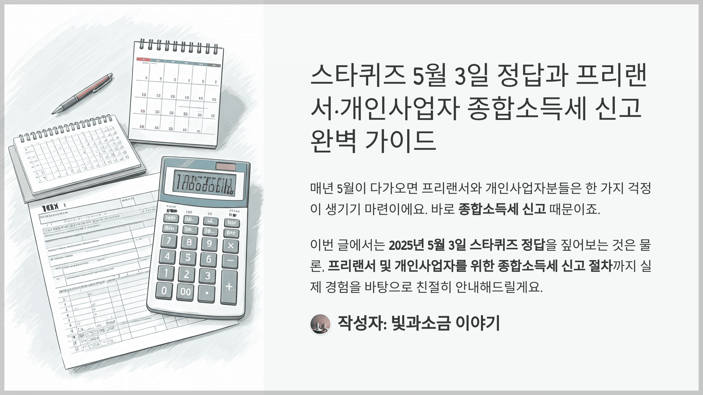 스타퀴즈 5월 3일 정답과 프리랜서·개인사업자 종합소득세 신고 완벽 가이드