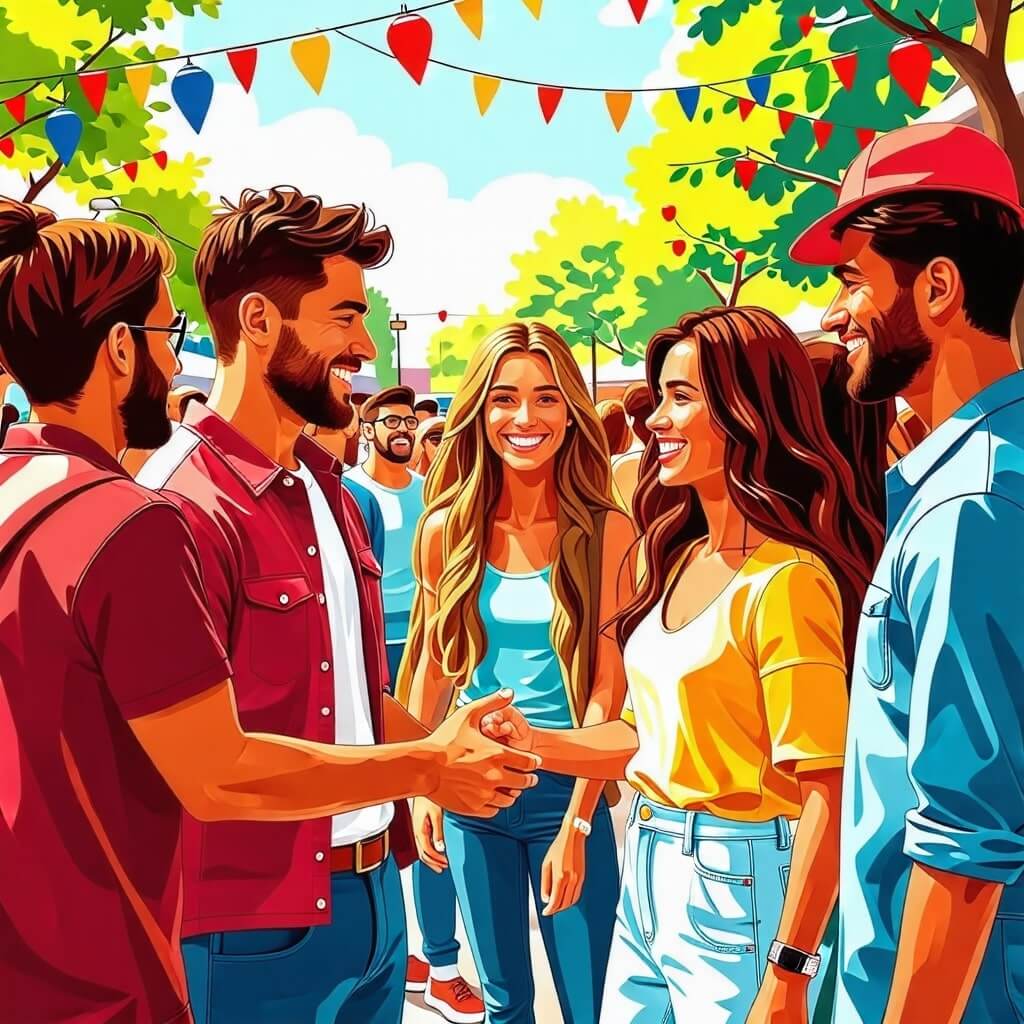 미혼남녀 참가자들이 서로 인사하는 모습.