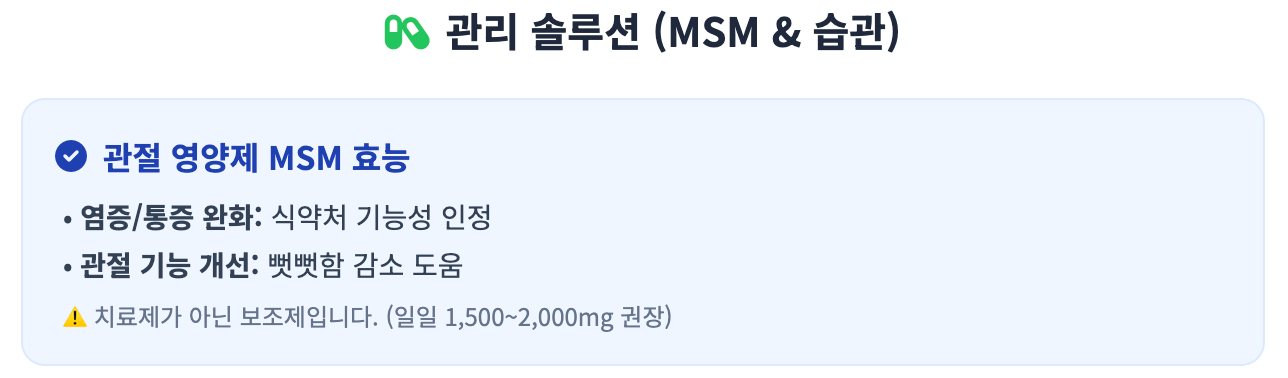 관리 솔루션(MSM &amp; 습관) 인포그래픽