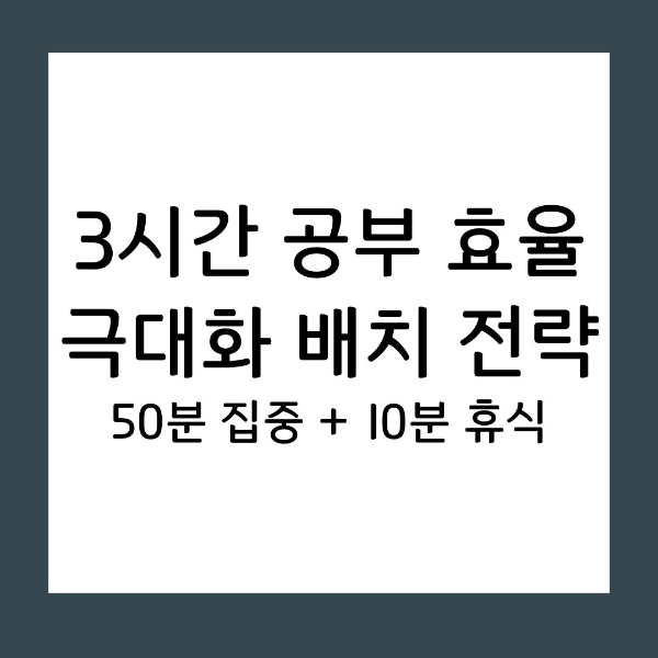 3시간 구성 집중력을 잃지 않고 공부량을 채우는 배치법