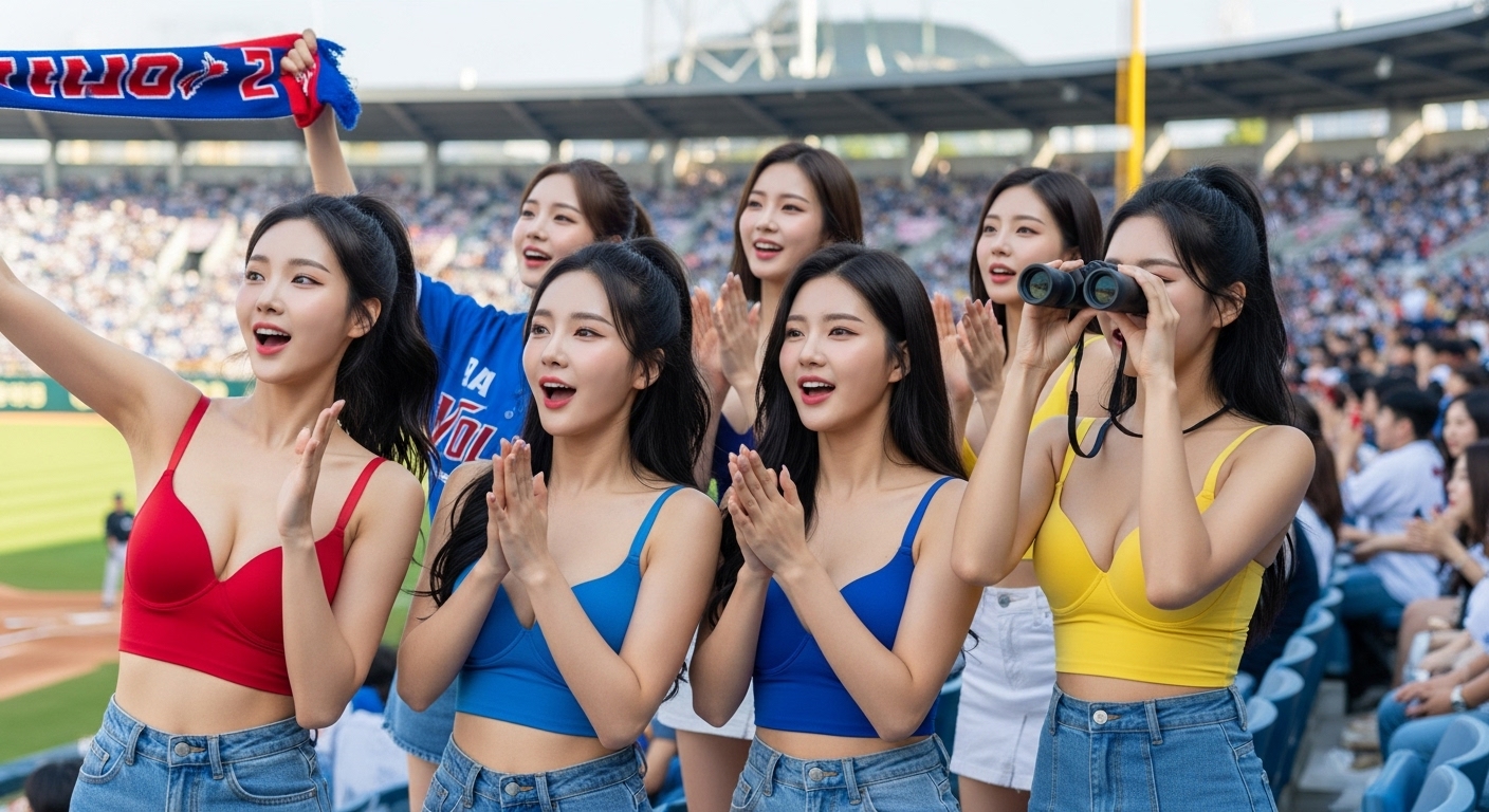 야구경기를 직관하는 여자들