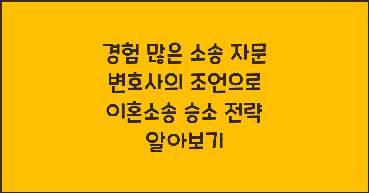 경험 많은 소송 자문 변호사의 조언
