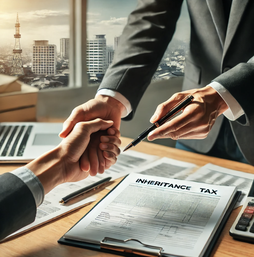 상속재산 서류를 작성하는 모습