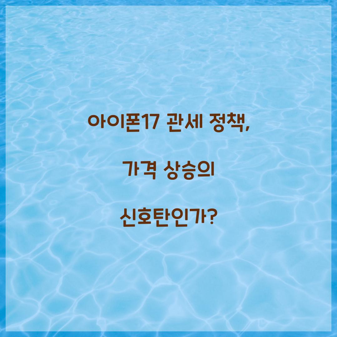 아이폰17 관세 정책