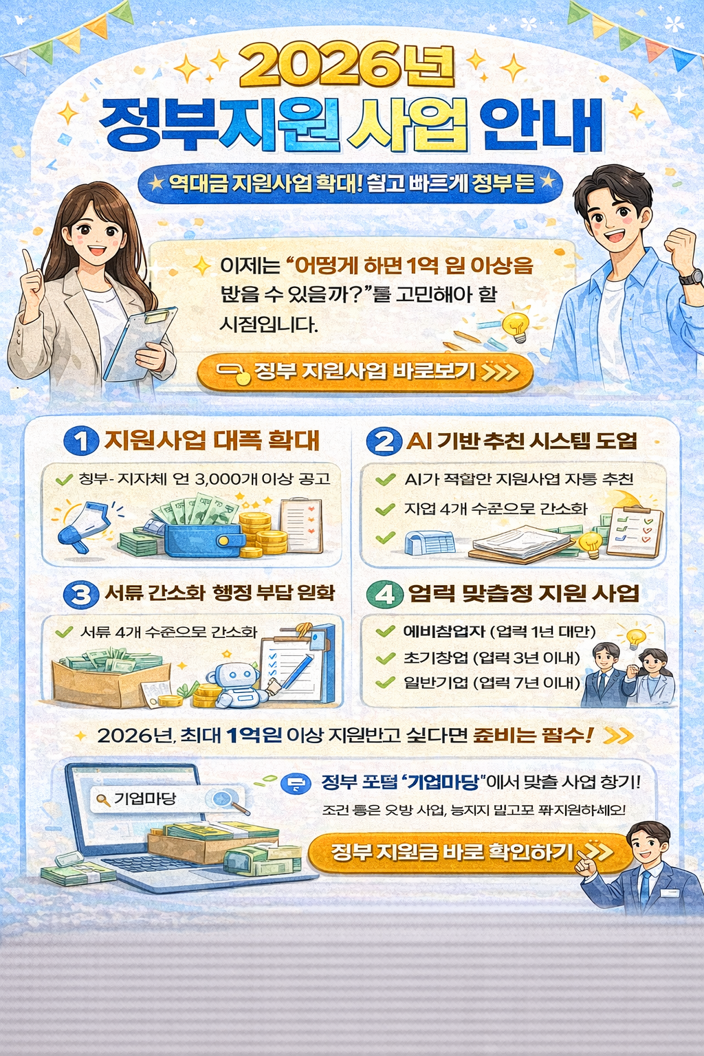 정부지원사업 주여 변화 및 신청 포스터
