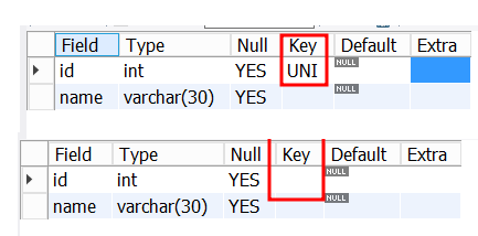 UNIQUE 설정 ,해제