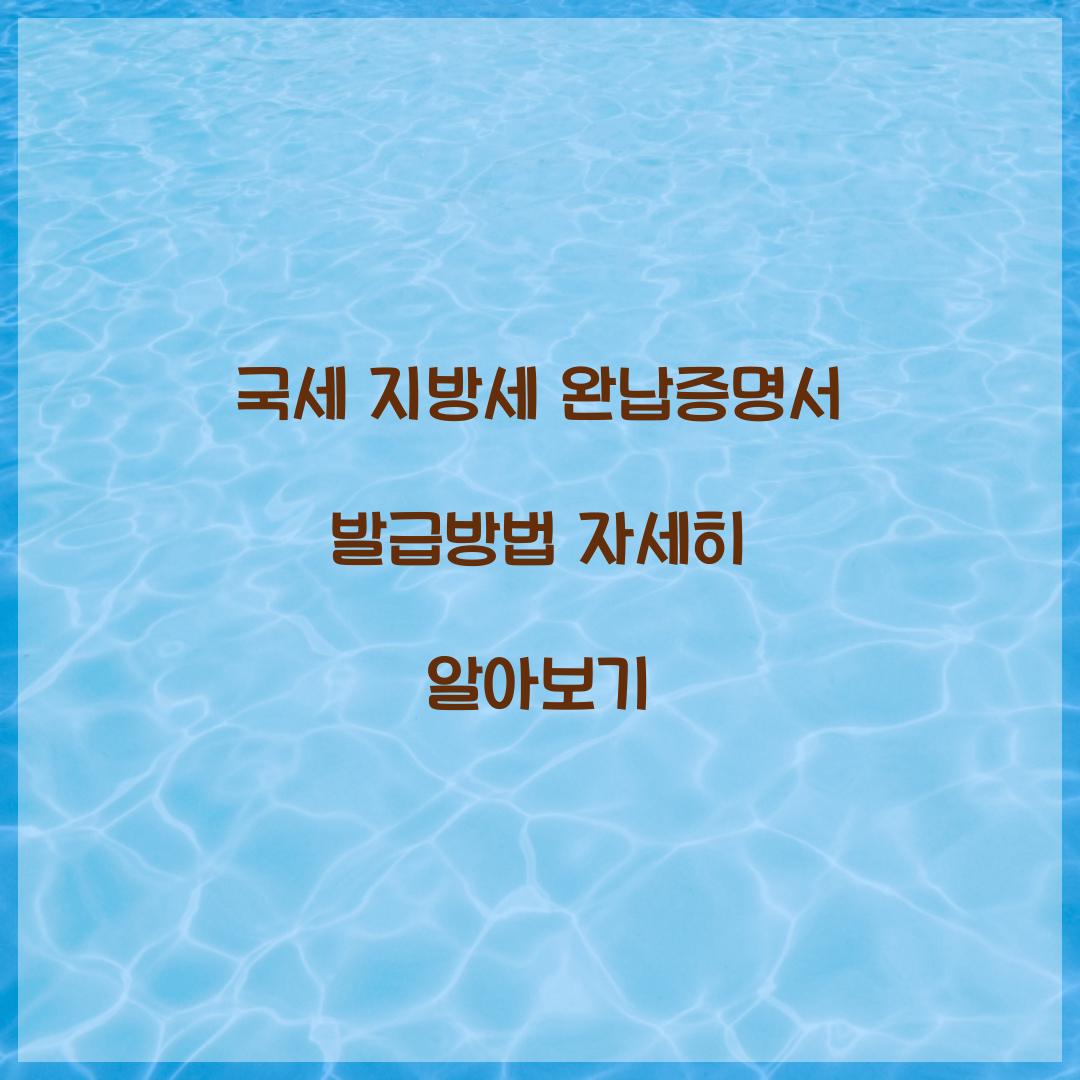 국세 지방세 완납증명서 발급방법
