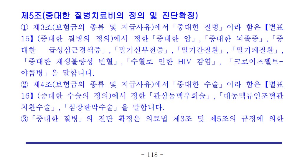 중대한 질병치료비의 정의