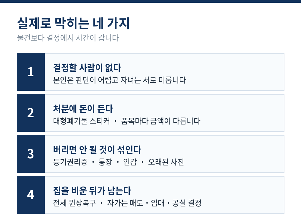 요양원 입소 후 정리에서 막히는 네 가지