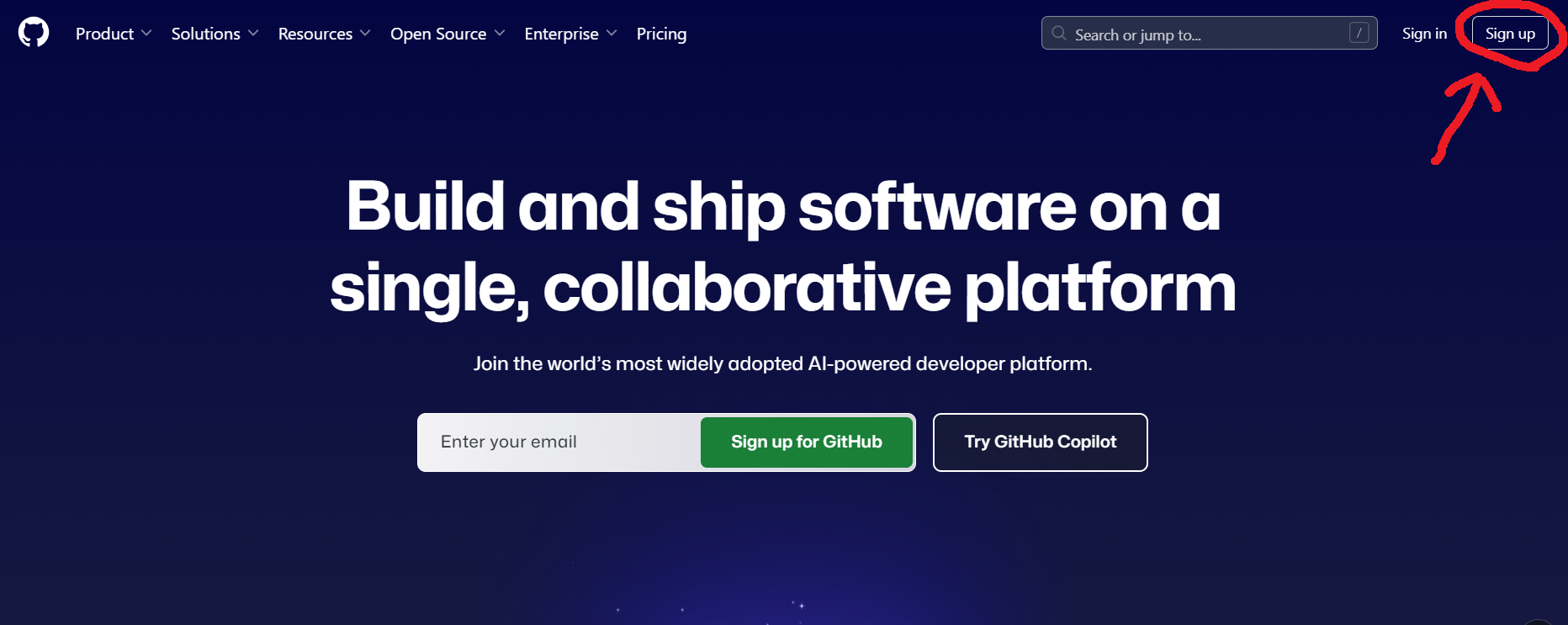 GitHub 메인페이지 화면 일부
