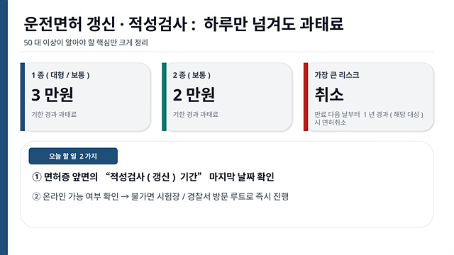 운전면허 적성검사 갱신, 과태료, 면허취소-핵심정리