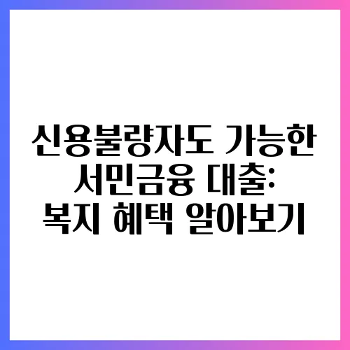 신용불량자도 가능한 서민금융 대출: 복지 혜택 알아보기
